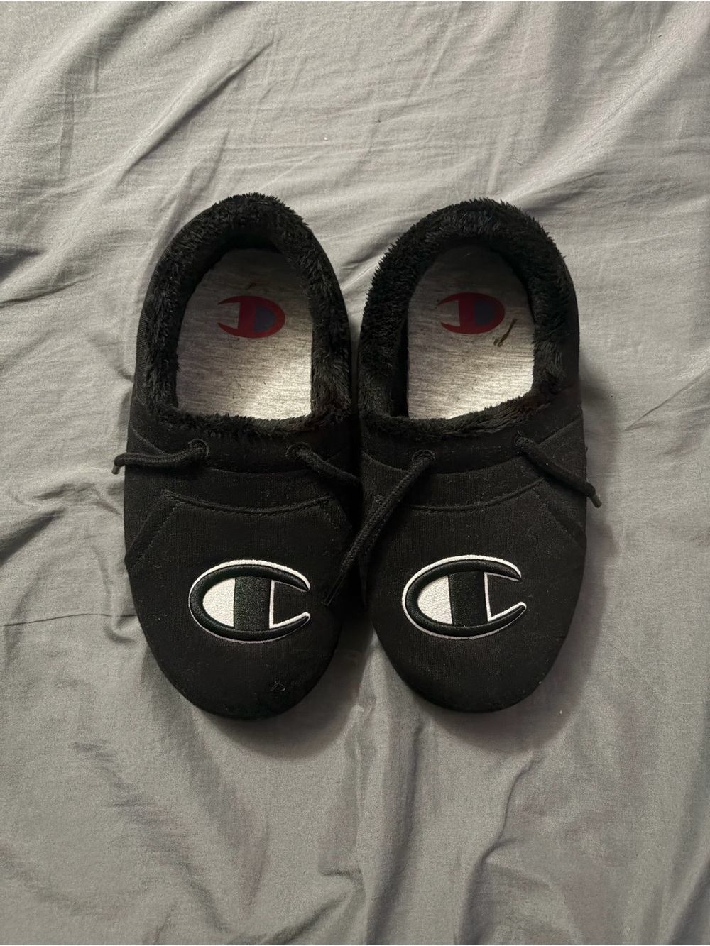 Champion Black Slip-On Logo Slippers